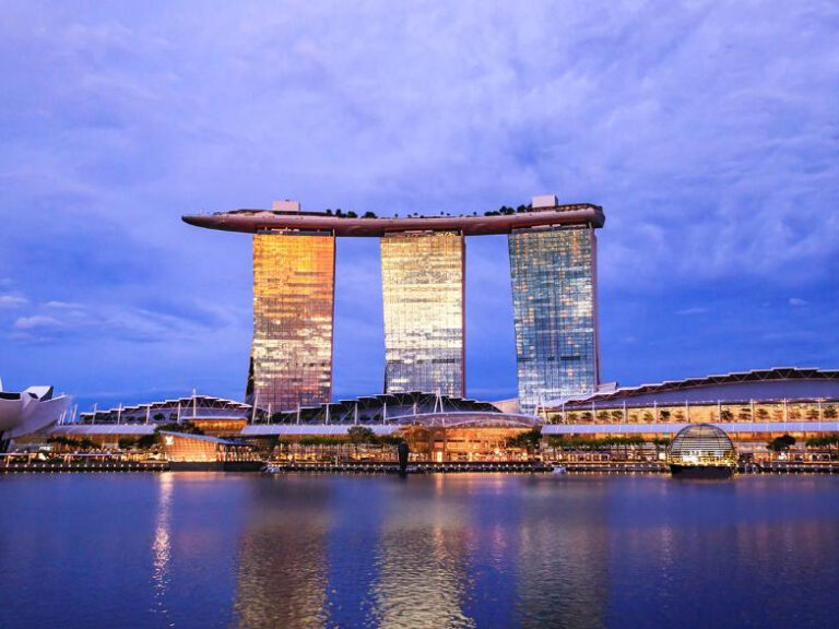 Full front picture of Marina Bay Sands. One of a popular Singapore's landmark.